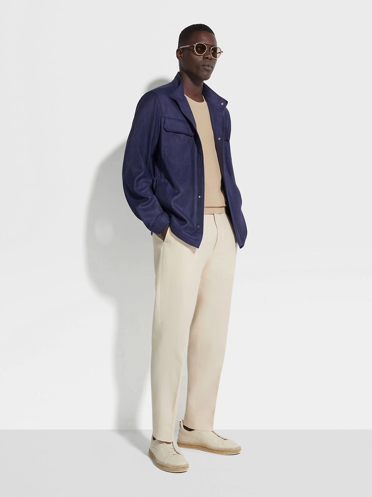 Maglia girocollo in cotone premium beige chiaro Maglia girocollo in cotone premium beige chiaro