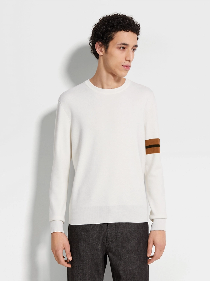 Maglia girocollo in lana ad alte prestazioni™ bianca Maglia girocollo in lana ad alte prestazioni™ bianca
