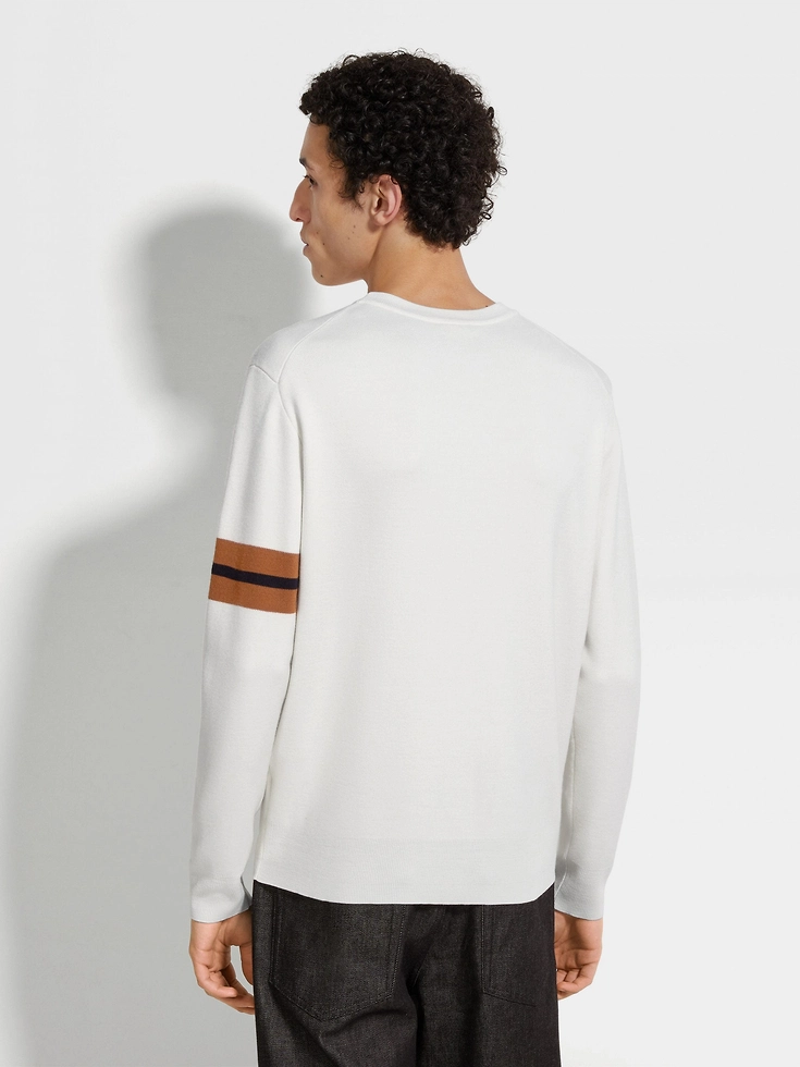 Maglia girocollo in lana ad alte prestazioni™ bianca Maglia girocollo in lana ad alte prestazioni™ bianca
