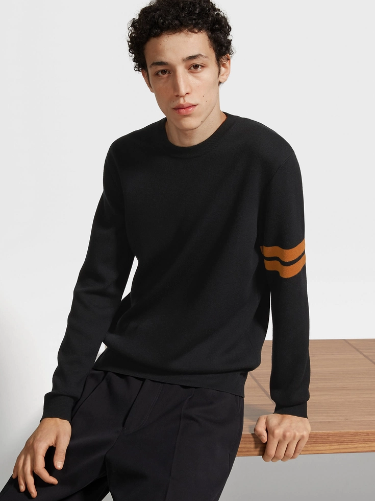 Maglia girocollo in lana ad alte prestazioni™ nera Maglia girocollo in lana ad alte prestazioni™ nera