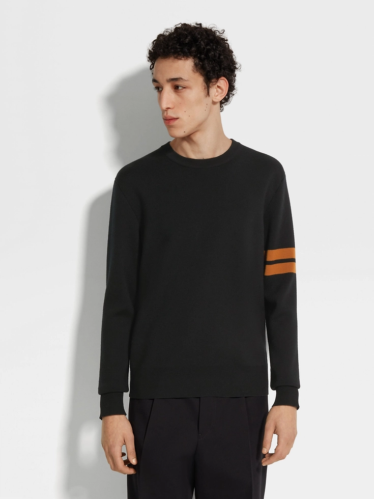 Maglia girocollo in lana ad alte prestazioni™ nera Maglia girocollo in lana ad alte prestazioni™ nera