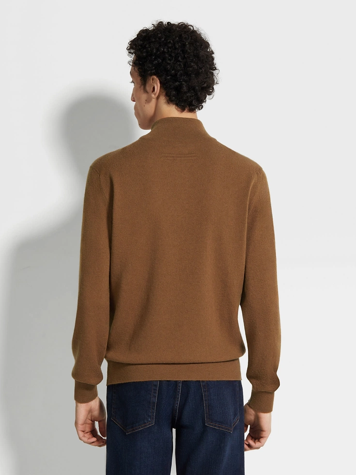 Maglione a collo alto con cerniera in cashmere Oasi Mélange Dark Foliage Maglione a collo alto con cerniera in cashmere Oasi Mélange Dark Foliage