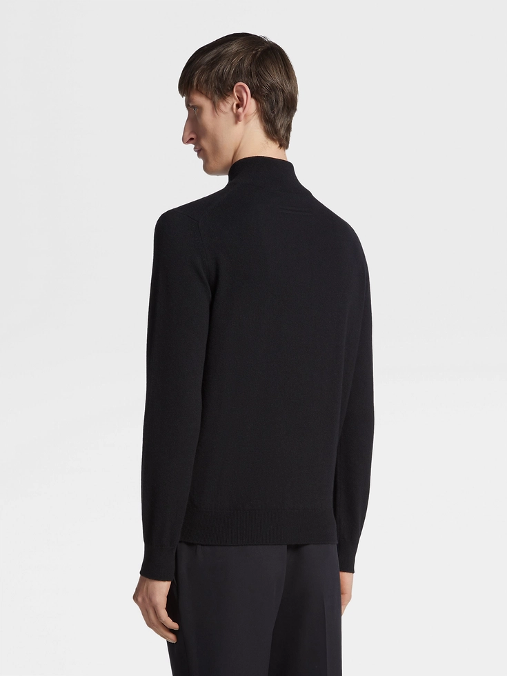 Maglione a collo alto con cerniera in cashmere Oasi nero Maglione a collo alto con cerniera in cashmere Oasi nero