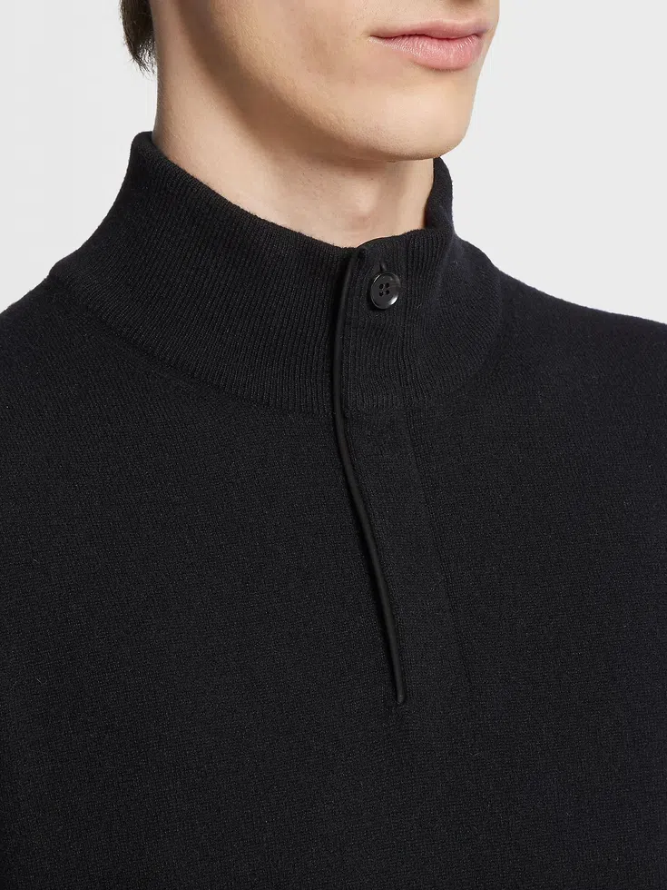 Maglione a collo alto con cerniera in cashmere Oasi nero Maglione a collo alto con cerniera in cashmere Oasi nero