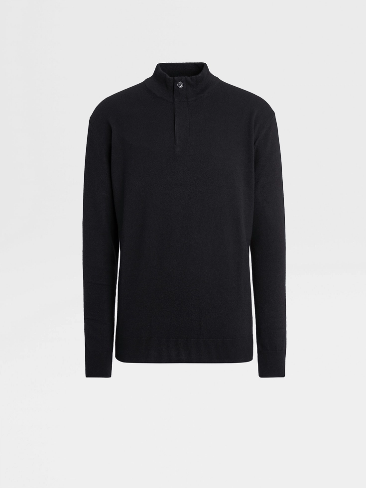 Maglione a collo alto con cerniera in cashmere Oasi nero