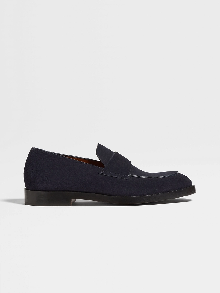 Mocassini Torino in pelle scamosciata blu navy