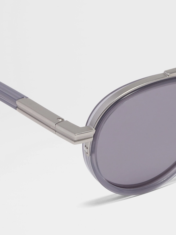 Occhiali da sole Orizzonte II in acetato e metallo grigio