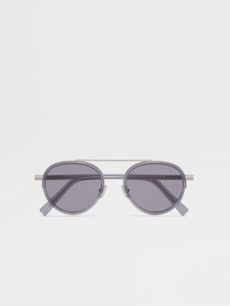 Occhiali da sole Orizzonte II in acetato e metallo grigio