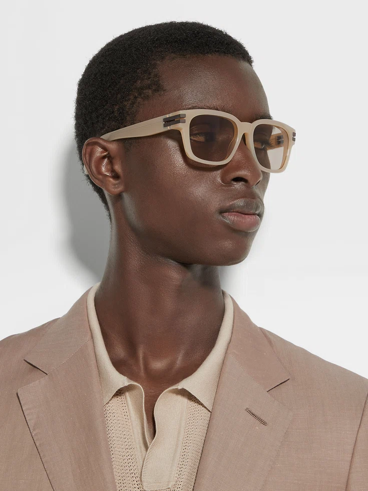 Occhiali da sole in acetato beige Occhiali da sole in acetato beige