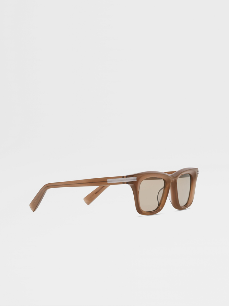 Occhiali da sole in acetato beige scuro Occhiali da sole in acetato beige scuro