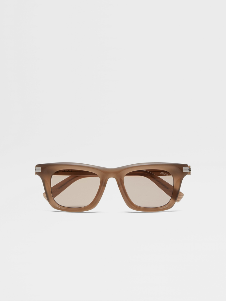 Occhiali da sole in acetato beige scuro