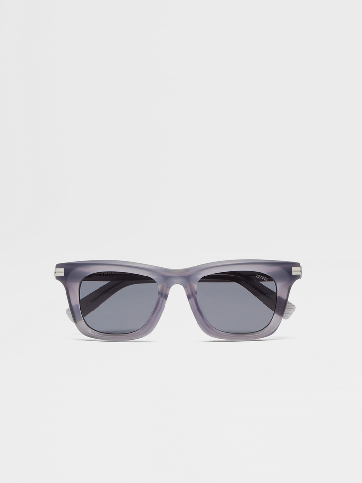 Occhiali da sole in acetato blu trasparente