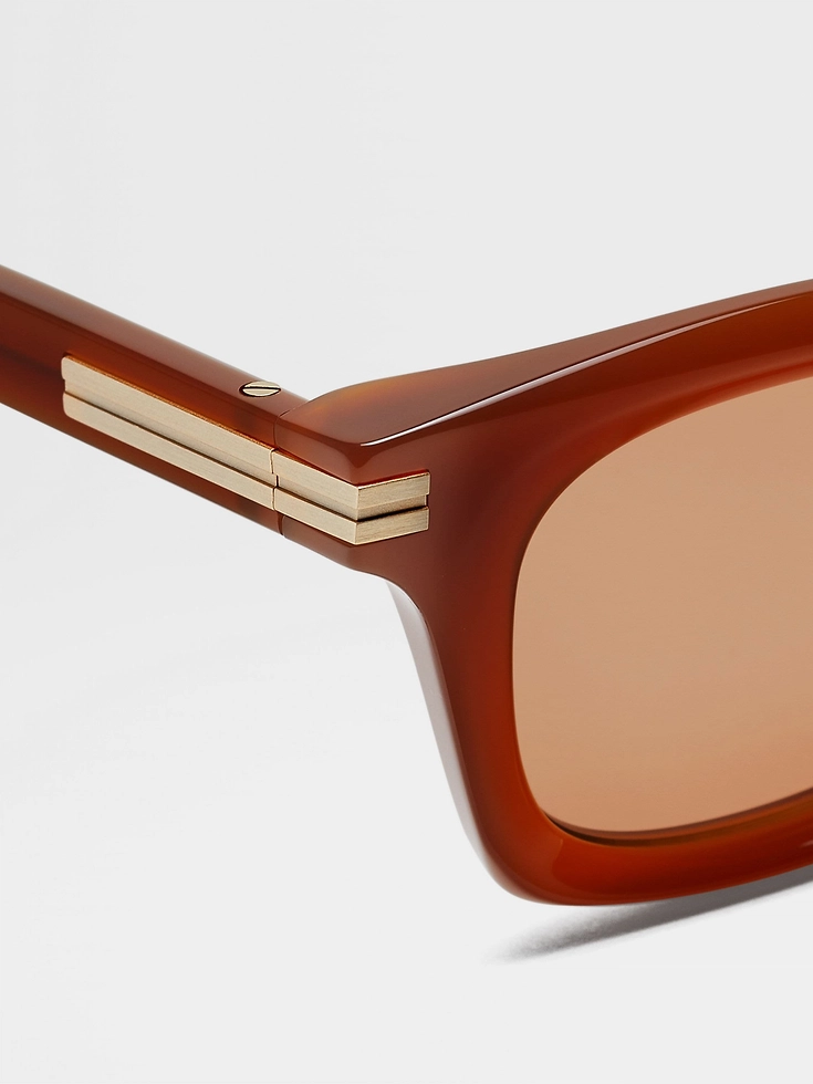 Occhiali da sole in acetato con fogliame scuro