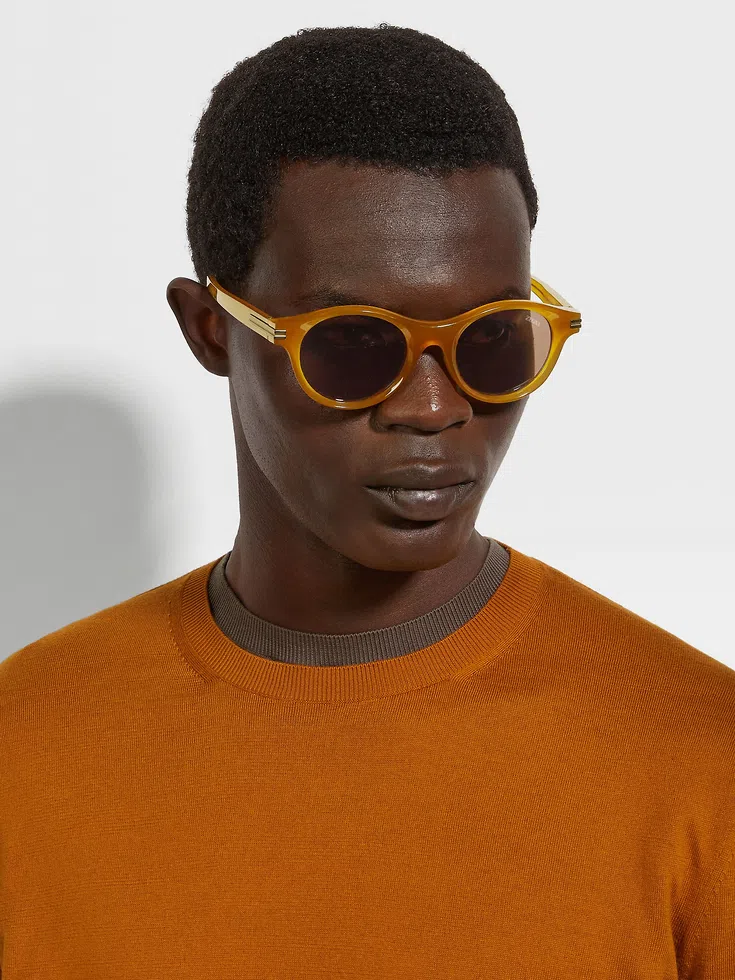 Occhiali da sole in acetato giallo scuro Occhiali da sole in acetato giallo scuro