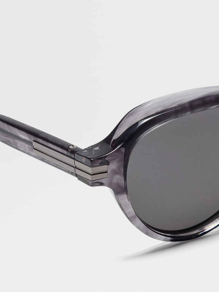 Occhiali da sole in acetato grigio avana trasparente
