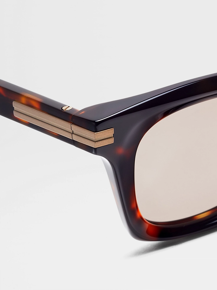 Occhiali da sole in acetato marrone Havana