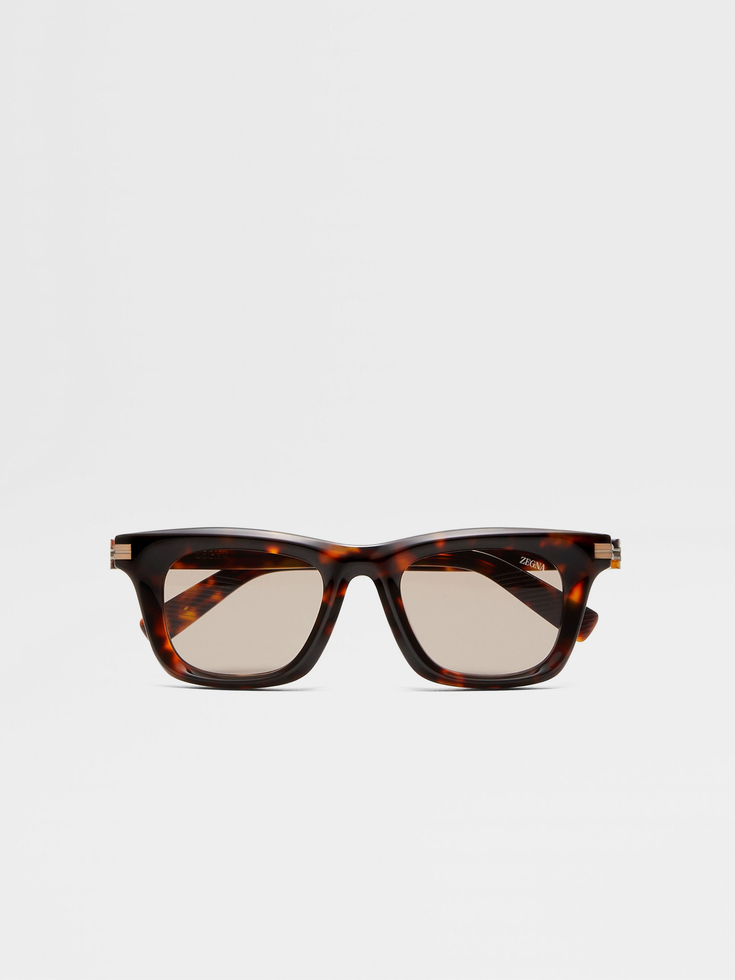 Occhiali da sole in acetato marrone Havana