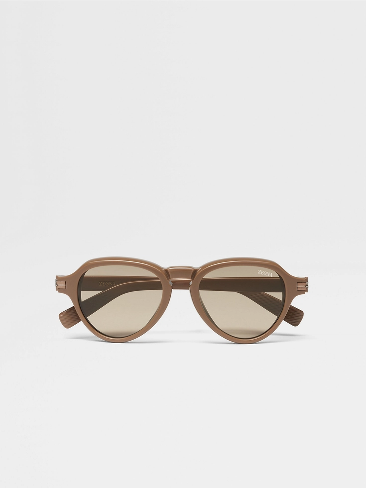 Occhiali da sole in acetato marrone chiaro