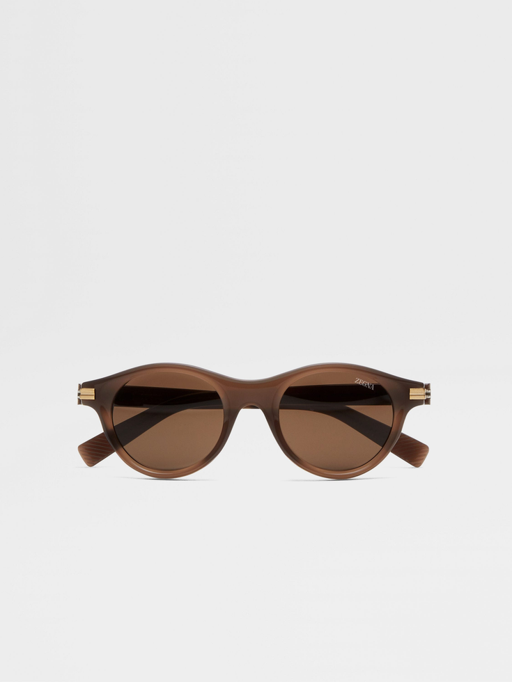 Occhiali da sole in acetato marrone scuro