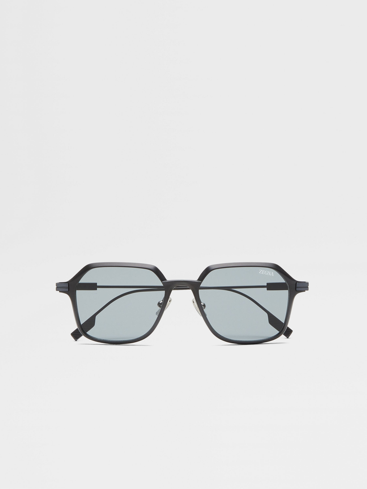 Occhiali da sole in alluminio e metallo blu navy