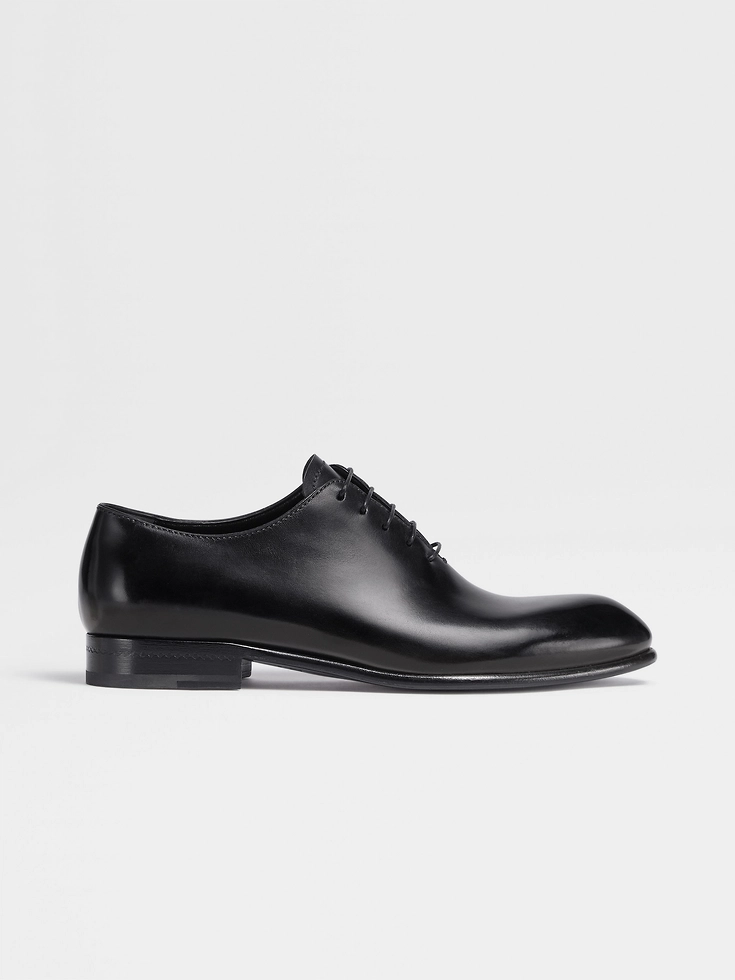 Oxford da sera Vienna Wholecut in pelle nera lucidata a mano