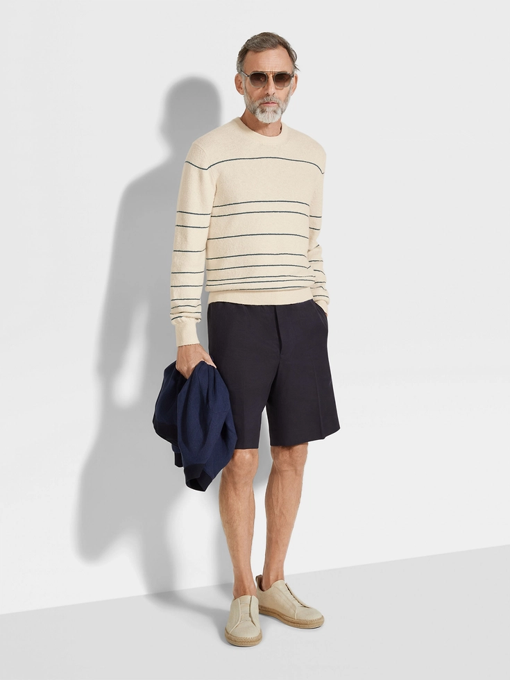 Pantaloncini Oasi Lino blu navy Pantaloncini Oasi Lino blu navy