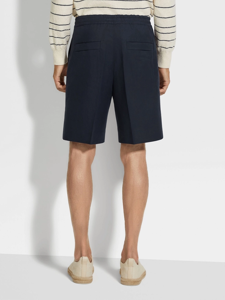 Pantaloncini Oasi Lino blu navy Pantaloncini Oasi Lino blu navy