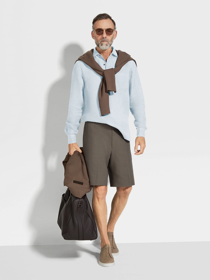 Pantaloncini Oasi Lino color talpa scuro Pantaloncini Oasi Lino color talpa scuro