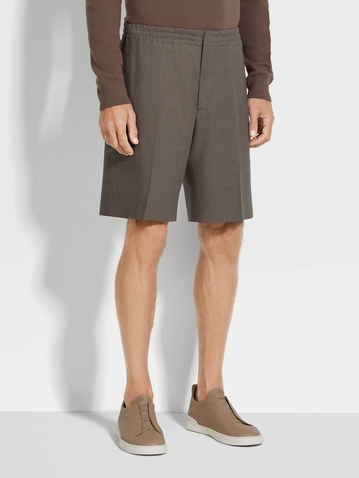 Pantaloncini Oasi Lino color talpa scuro Pantaloncini Oasi Lino color talpa scuro