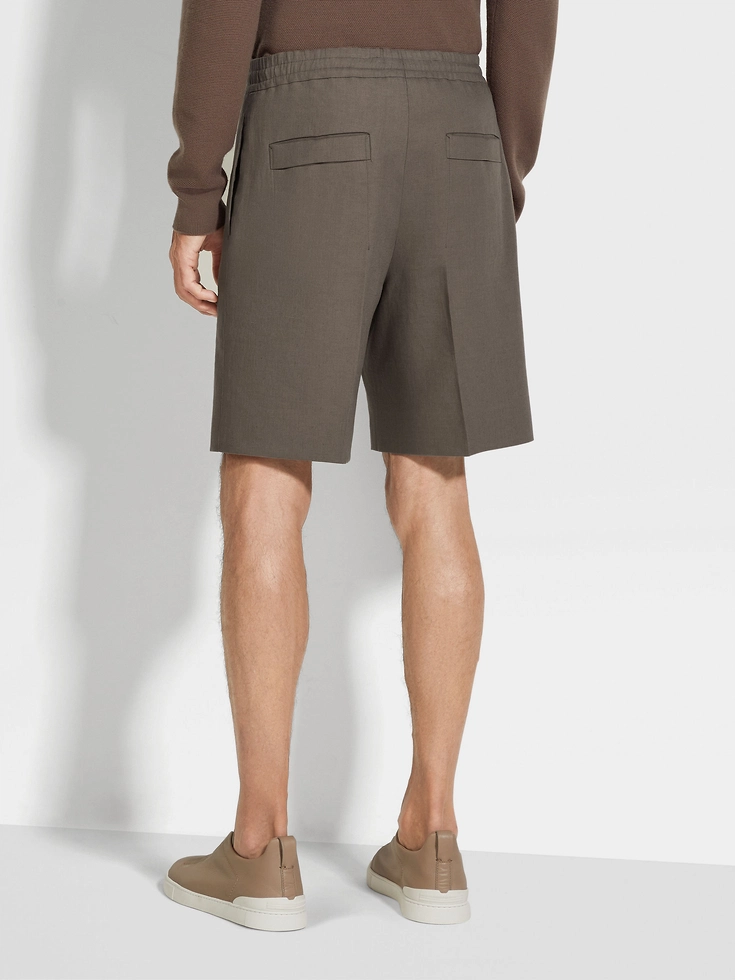 Pantaloncini Oasi Lino color talpa scuro Pantaloncini Oasi Lino color talpa scuro