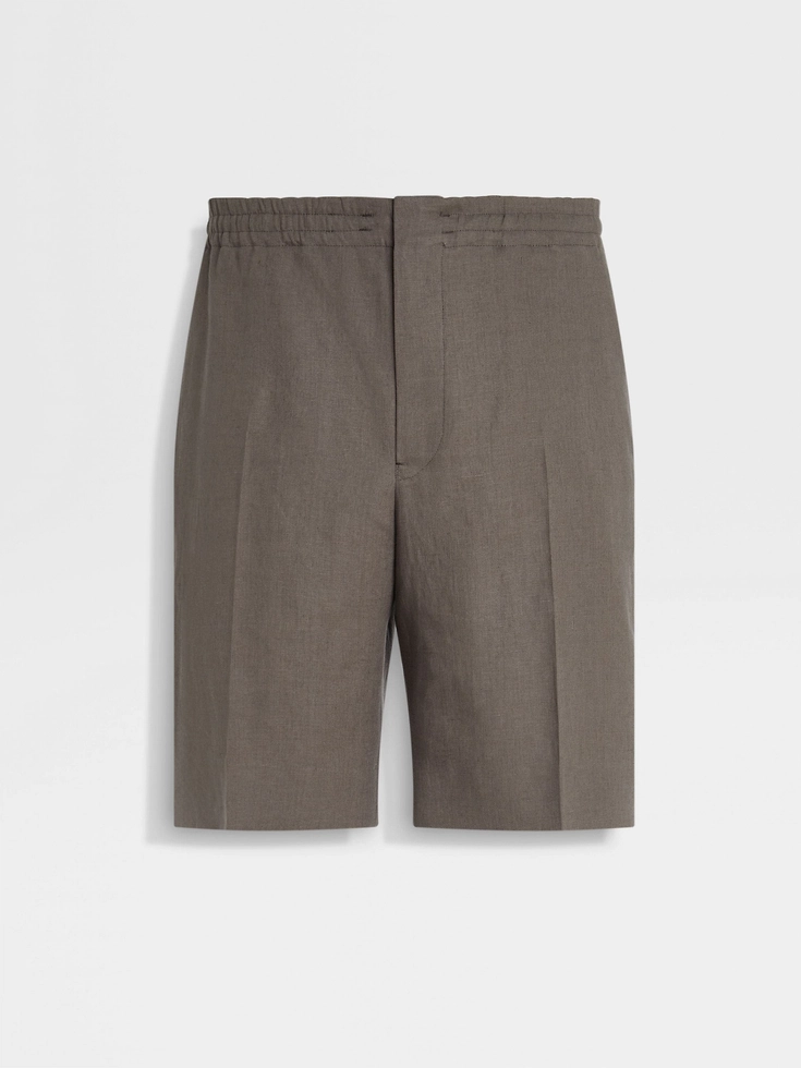 Pantaloncini Oasi Lino color talpa scuro