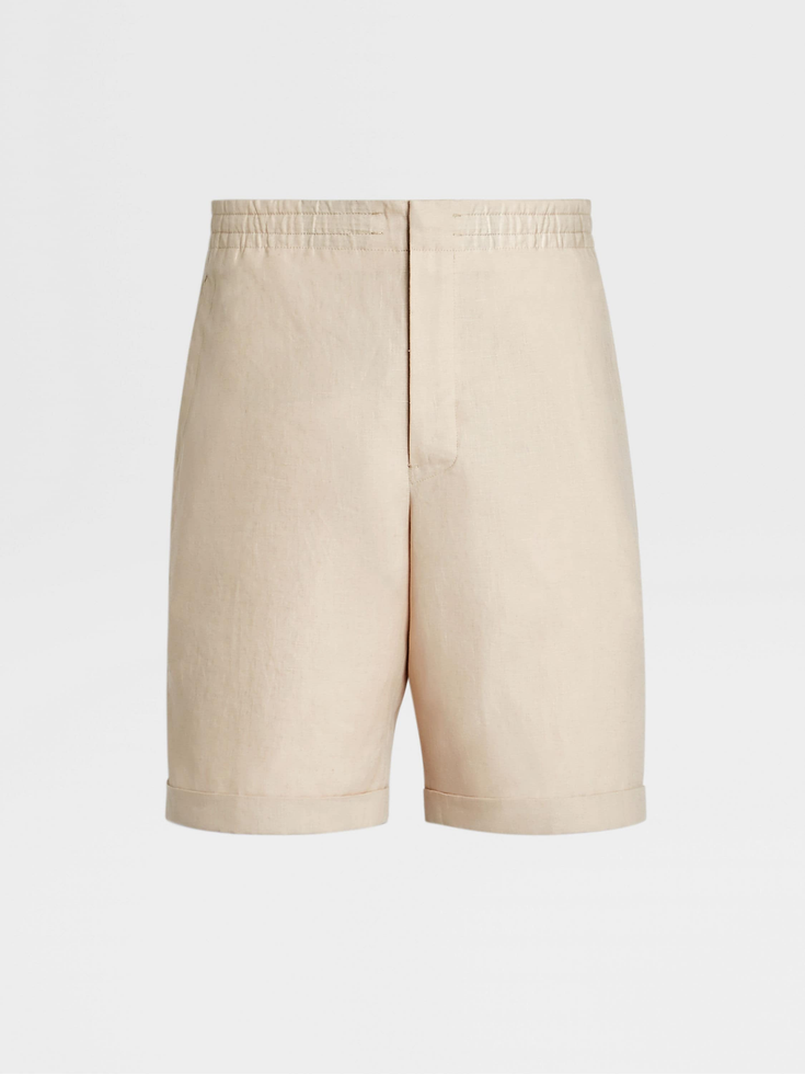 Pantaloncini di lino bianco sporco
