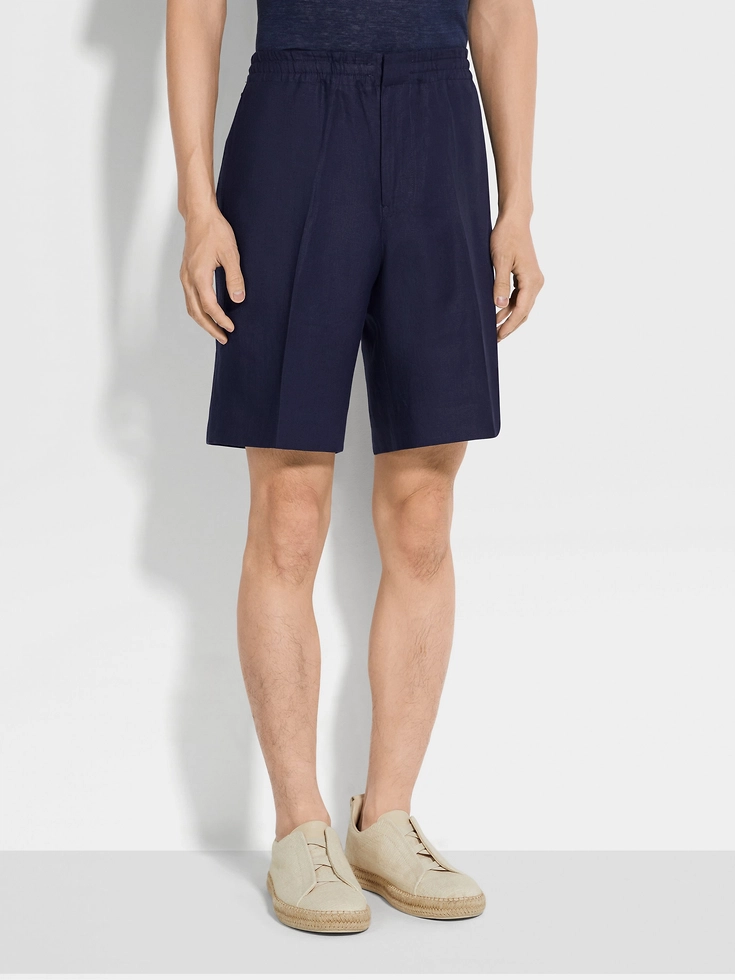 Pantaloncini in lino Oasi blu inchiostro Pantaloncini in lino Oasi blu inchiostro