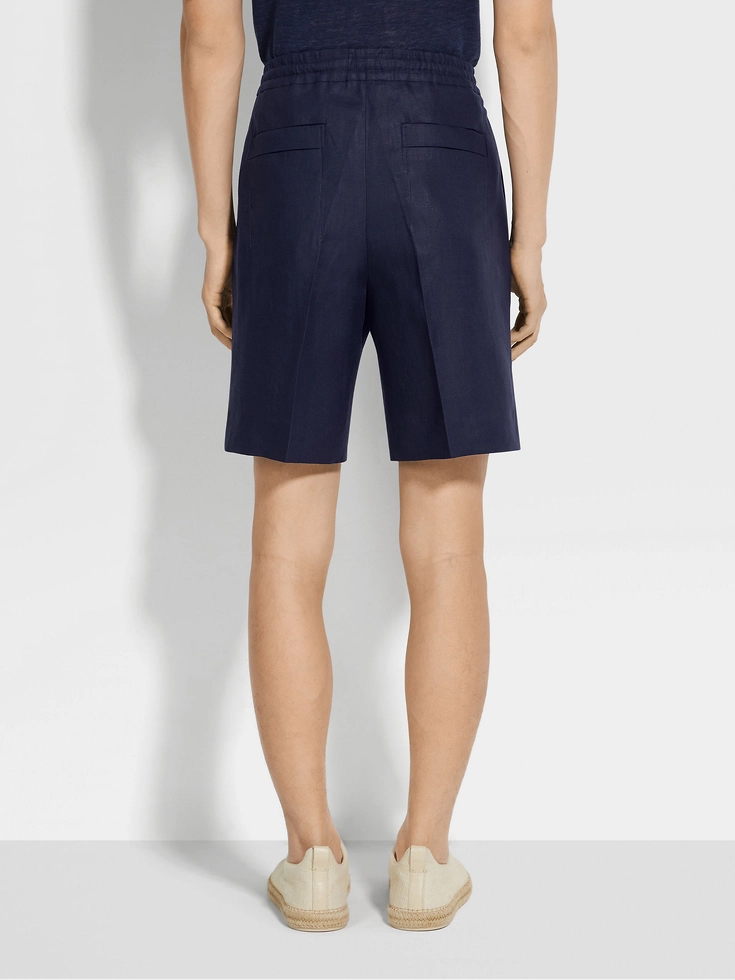 Pantaloncini in lino Oasi blu inchiostro Pantaloncini in lino Oasi blu inchiostro