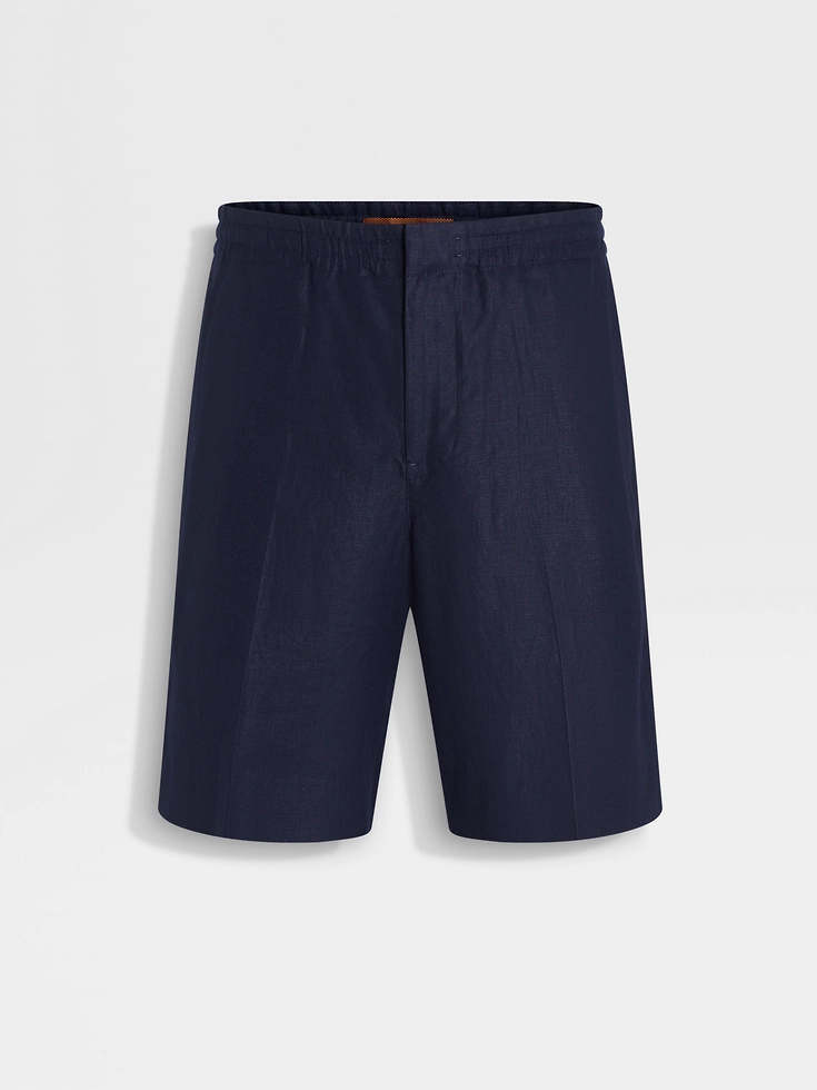 Pantaloncini in lino Oasi blu inchiostro