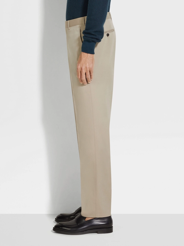 Pantaloni Centoventimila in cotone e lana color tortora chiaro Pantaloni Centoventimila in cotone e lana color tortora chiaro