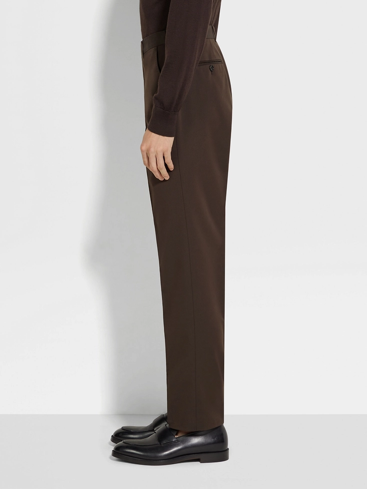Pantaloni Centoventimila in cotone e lana marrone scuro Pantaloni Centoventimila in cotone e lana marrone scuro