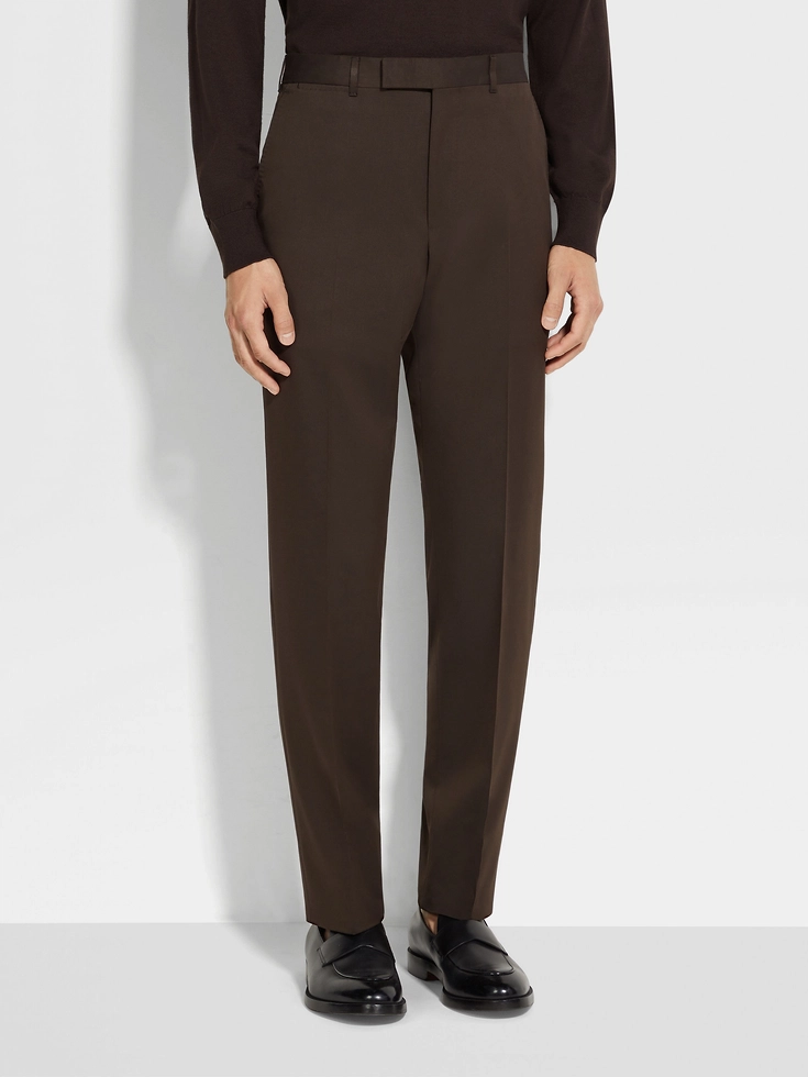 Pantaloni Centoventimila in cotone e lana marrone scuro Pantaloni Centoventimila in cotone e lana marrone scuro