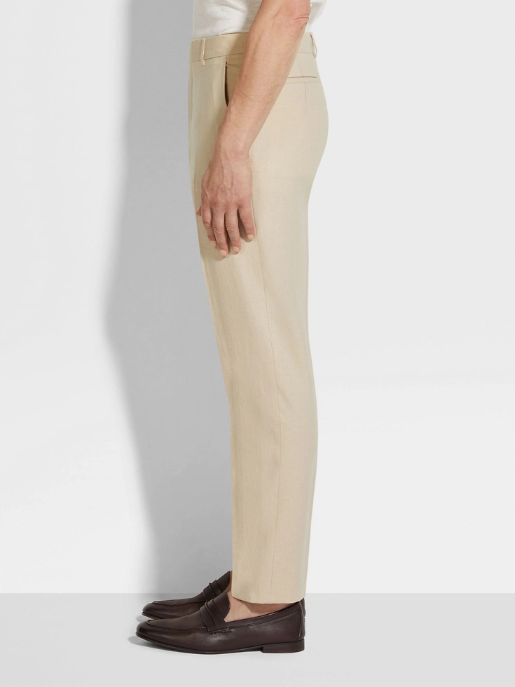 Pantaloni Oasi Lino Beige Chiaro Pantaloni Oasi Lino Beige Chiaro