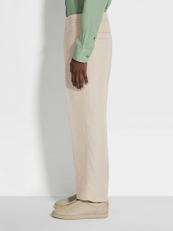 Pantaloni Oasi Lino Beige Chiaro Pantaloni Oasi Lino Beige Chiaro