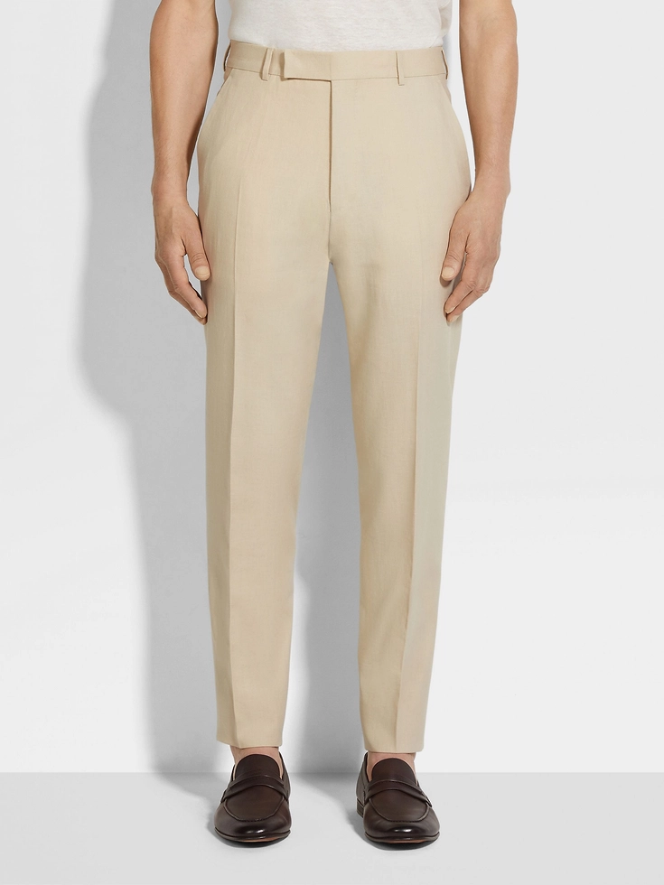 Pantaloni Oasi Lino Beige Chiaro Pantaloni Oasi Lino Beige Chiaro