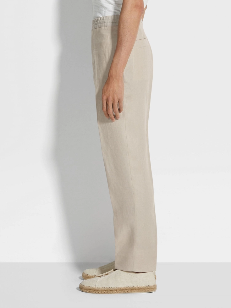 Pantaloni Oasi Lino Beige Chiaro Pantaloni Oasi Lino Beige Chiaro