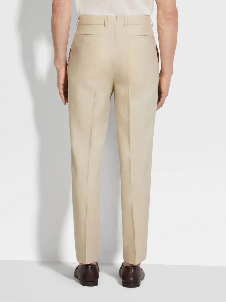 Pantaloni Oasi Lino Beige Chiaro Pantaloni Oasi Lino Beige Chiaro