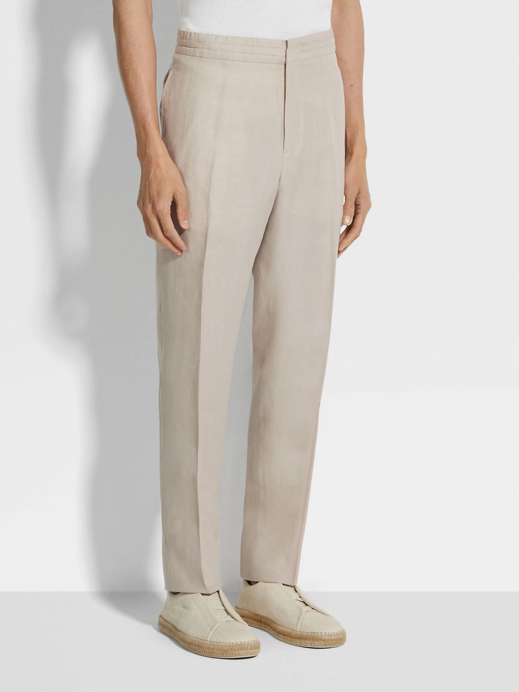 Pantaloni Oasi Lino Beige Chiaro Pantaloni Oasi Lino Beige Chiaro