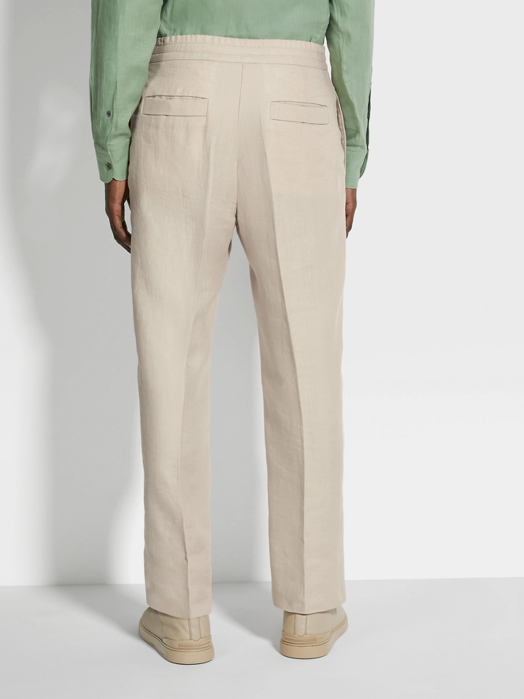 Pantaloni Oasi Lino Beige Chiaro Pantaloni Oasi Lino Beige Chiaro