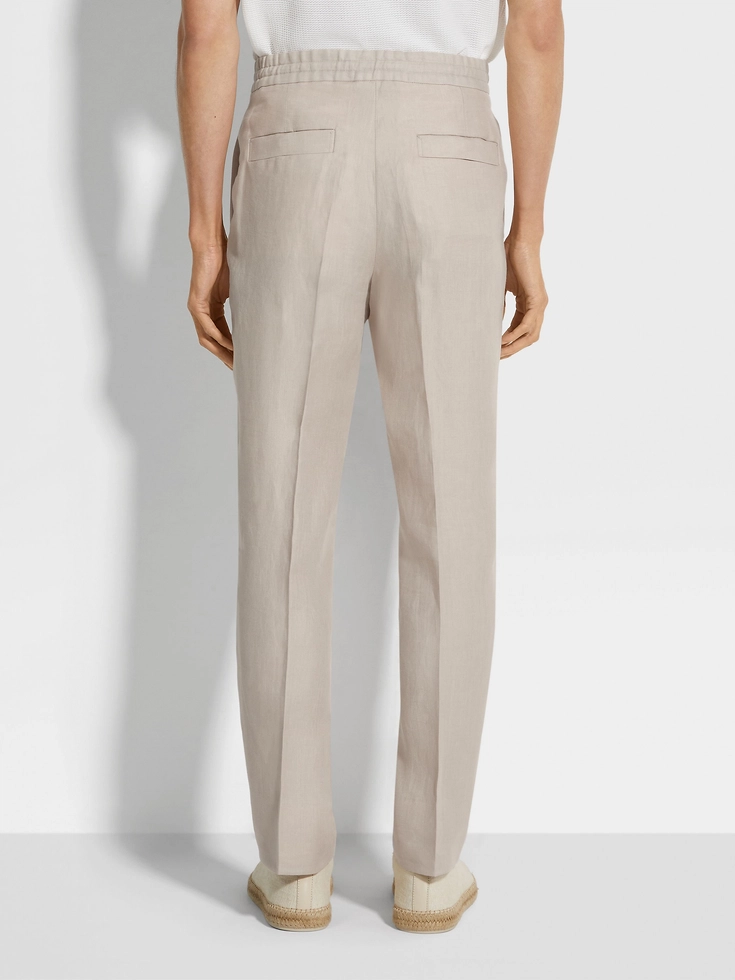 Pantaloni Oasi Lino Beige Chiaro Pantaloni Oasi Lino Beige Chiaro