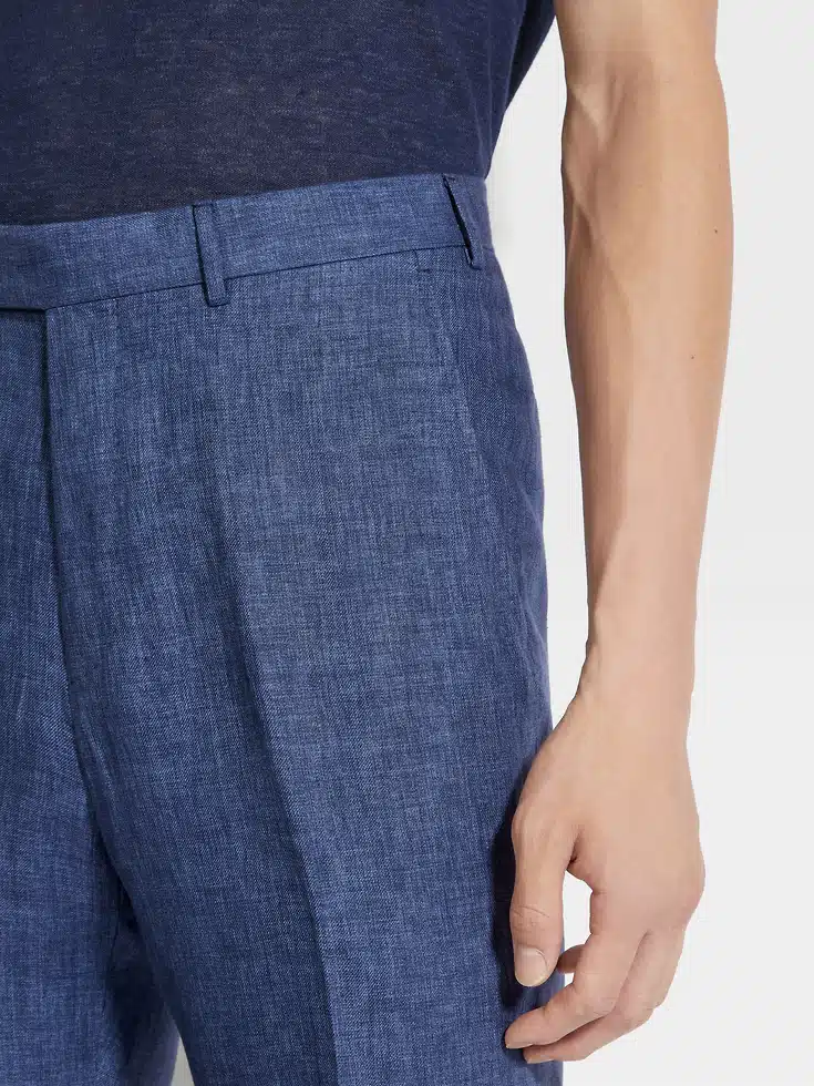 Pantaloni Oasi Lino Blu Avio