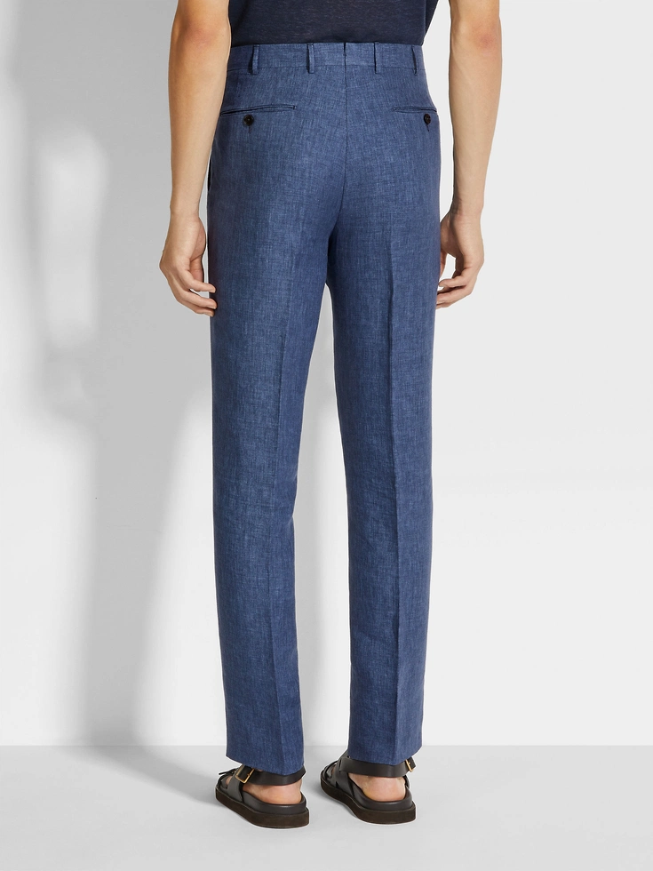 Pantaloni Oasi Lino Blu Avio Pantaloni Oasi Lino Blu Avio