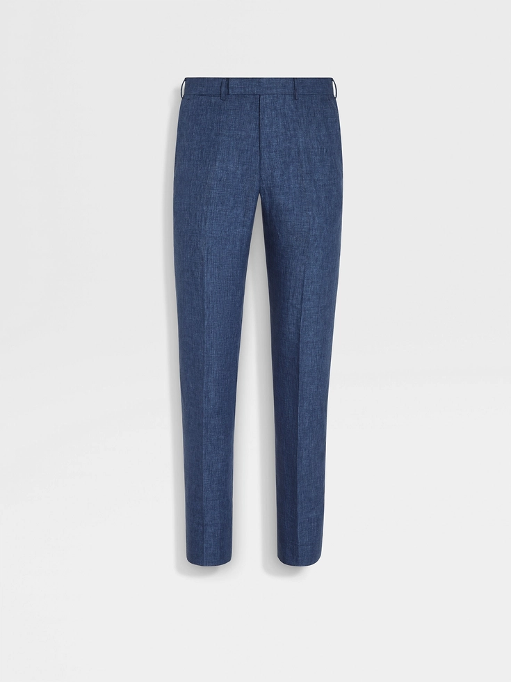 Pantaloni Oasi Lino Blu Avio