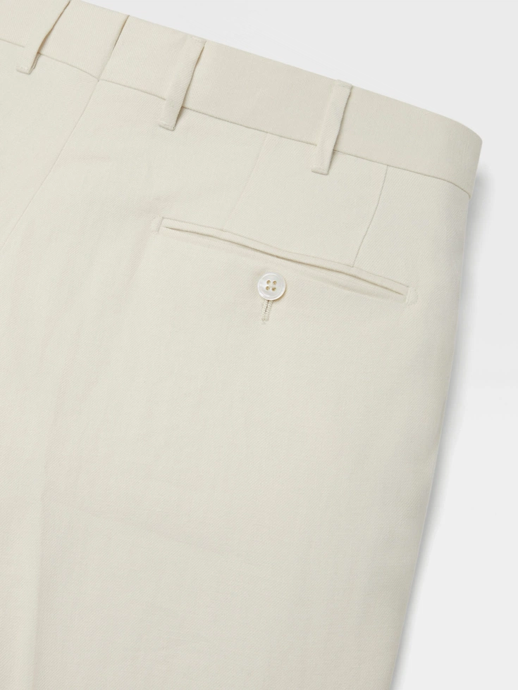 Pantaloni Oasi Lino Blu Fiori Bianchi Pantaloni Oasi Lino Blu Fiori Bianchi